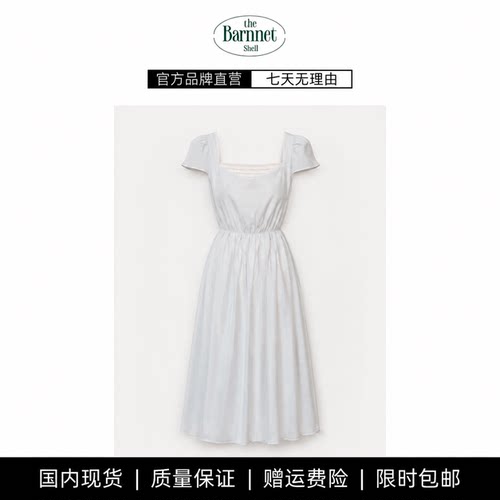 【现货】theBarnnet shell韩国蓝色连衣裙方领泡泡袖韩系女装仙女