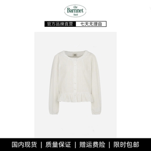 新款 shell春季 theBarnnet 韩国设计师褶皱下摆荷叶边衬衫 现货