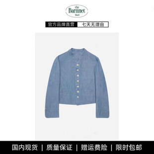 shell秋韩版 theBarnnet 宽松复古纯色立领牛仔夹克外套女 现货