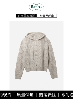 【现货】theBarnnet shell韩系女装连帽开衫秋冬针织麻花毛衣外套