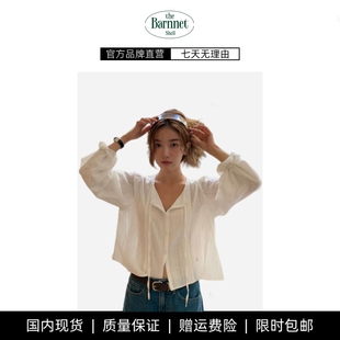 【现货】theBarnnet shell韩国八奶复古蕾丝花边系扣衬衫长袖开衫