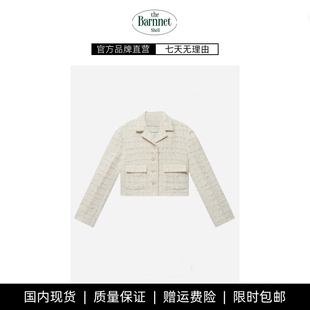 shell新款 theBarnnet 韩国设计师亮片粗花呢翻领短外套 现货