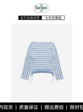 【现货】theBarnnet shell秋韩版宽松显瘦圆领撞色条纹长袖针织衫