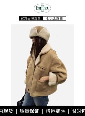 【现货】theBarnnet shell复古麂皮羊羔绒皮毛一体夹克女保暖外套