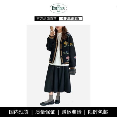 【现货】theBarnnet shell韩国egg花朵开衫v领单排扣图案毛衣外套