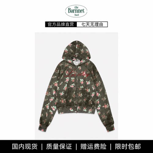 【现货】theBarnnet shell直井怜款玫瑰扎染做旧卫衣水洗连帽外套