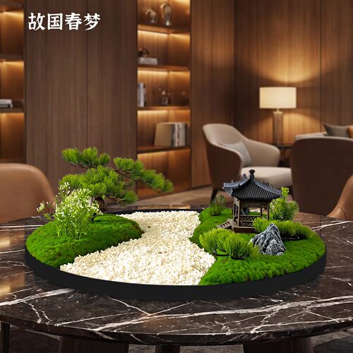 餐桌转盘桌花酒店包间微缩景观