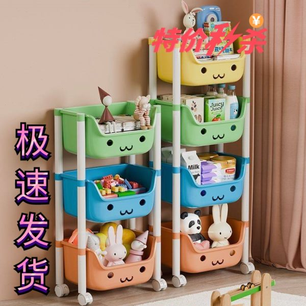 零食多层幼儿绘本架家用整理架书架可移动小推车置物架层架玩具收