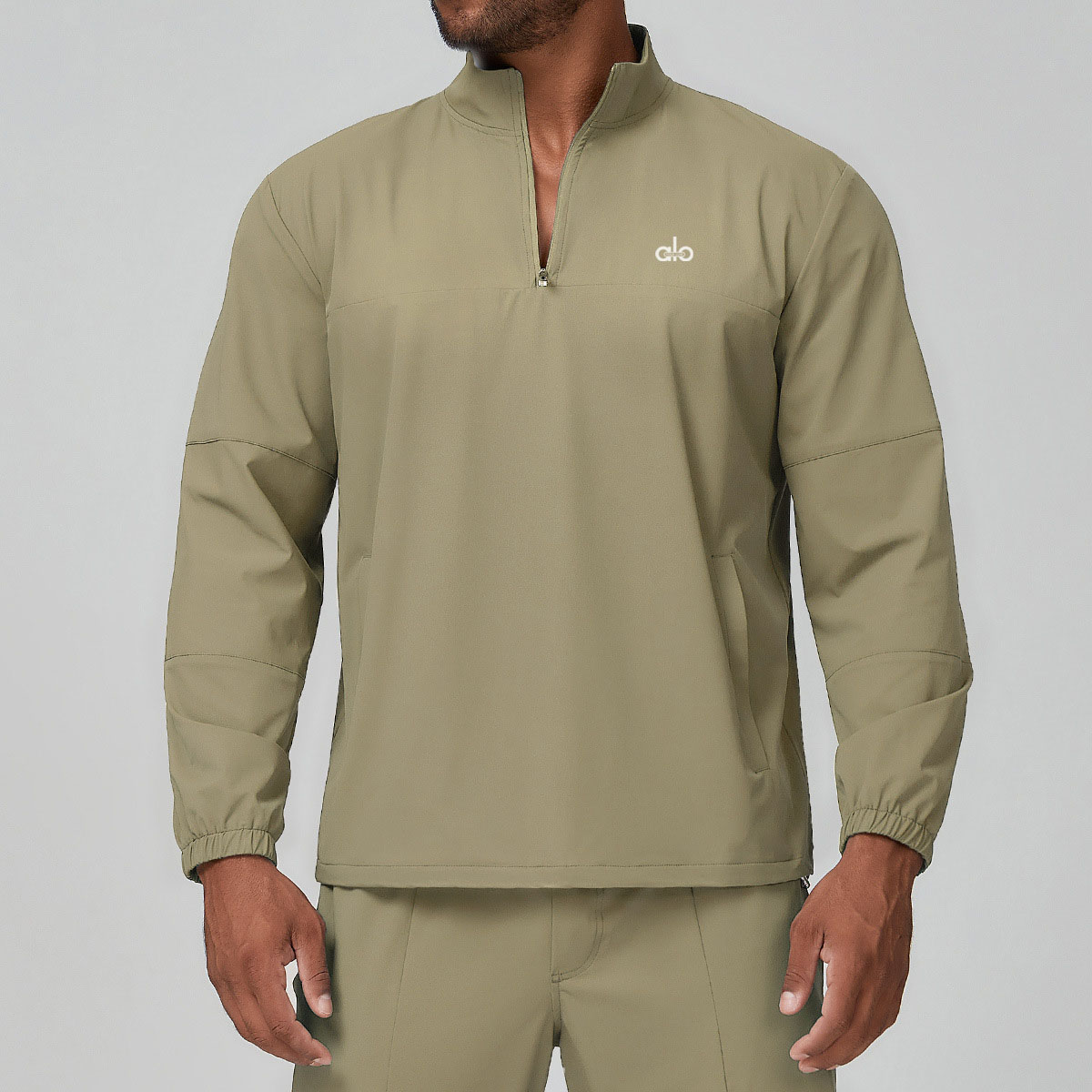 alo男士半拉链立领长袖休闲外套