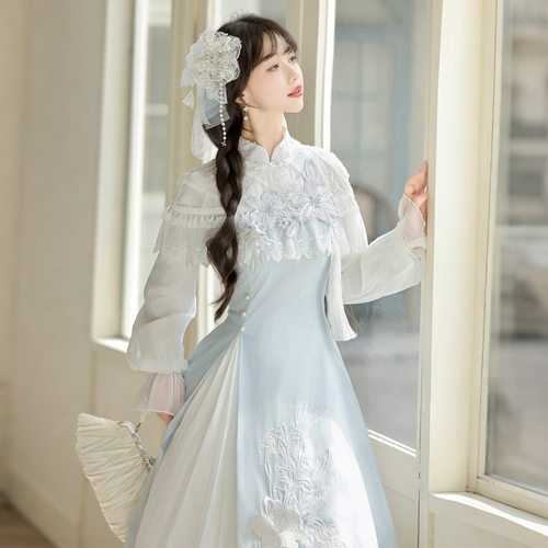 2026倚梦阁原创设计百合清露国风新中式女日常通勤新款连衣裙7400