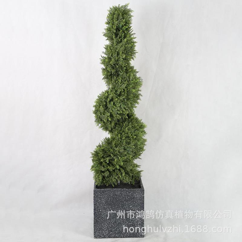 室内外松柏树叶仿真螺旋树盆栽跨境亚马逊爆款仿真蛇形米兰树东莞