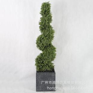 室内外松柏树叶仿真螺旋树盆栽跨境亚马逊爆款仿真蛇形米兰树东莞