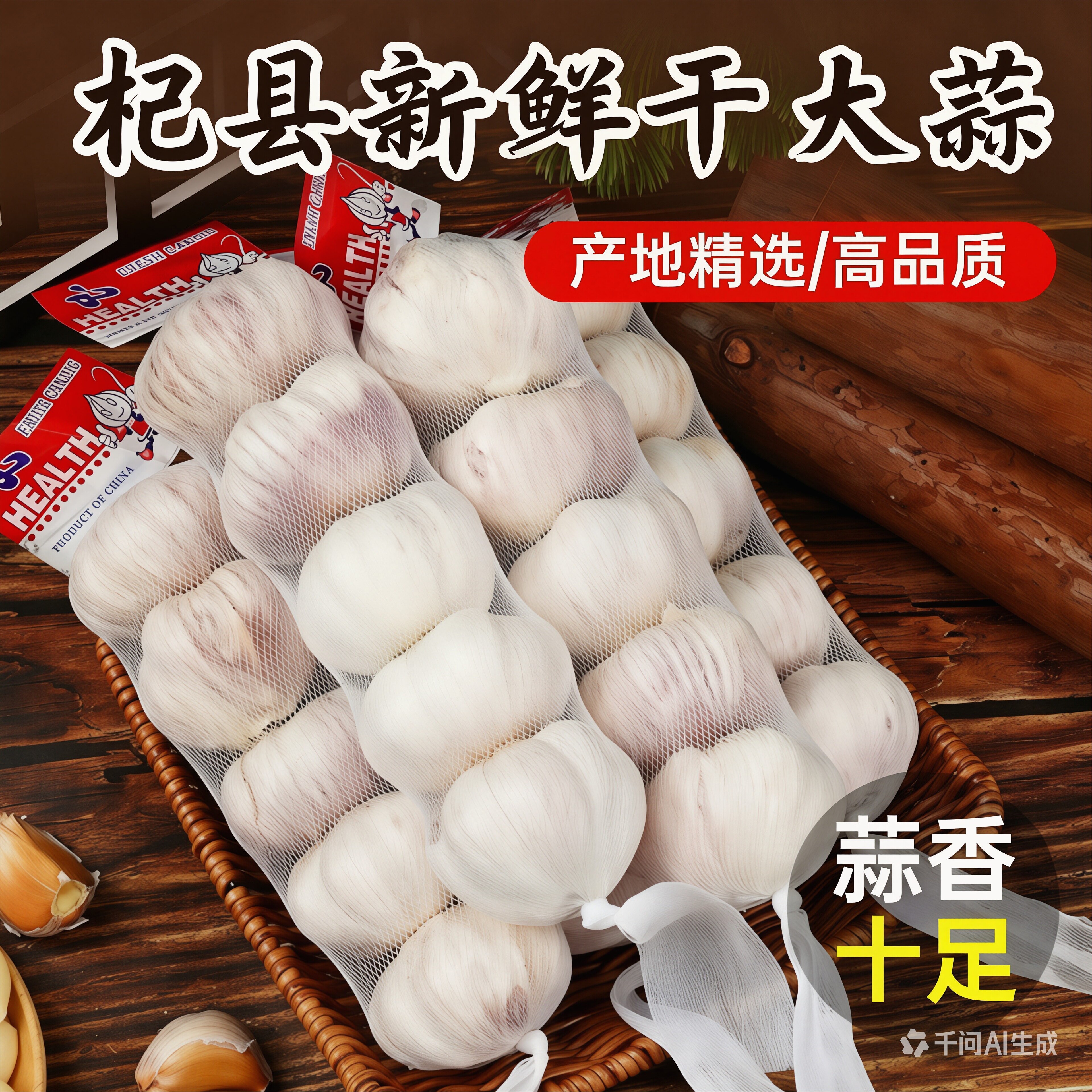 网兜条装干大蒜新鲜精品商超款紫白皮大蒜头产地直发新干蒜净蒜