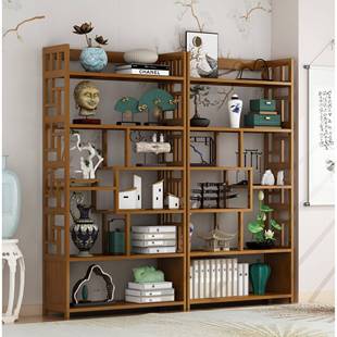 新中式多宝阁博古架茶叶展示陈列柜客厅古董小摆件置物架隔断申恒