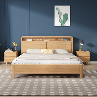 1.5小户型箱体储物原木单人 北欧实木床现代简约1.8米双人床1.2