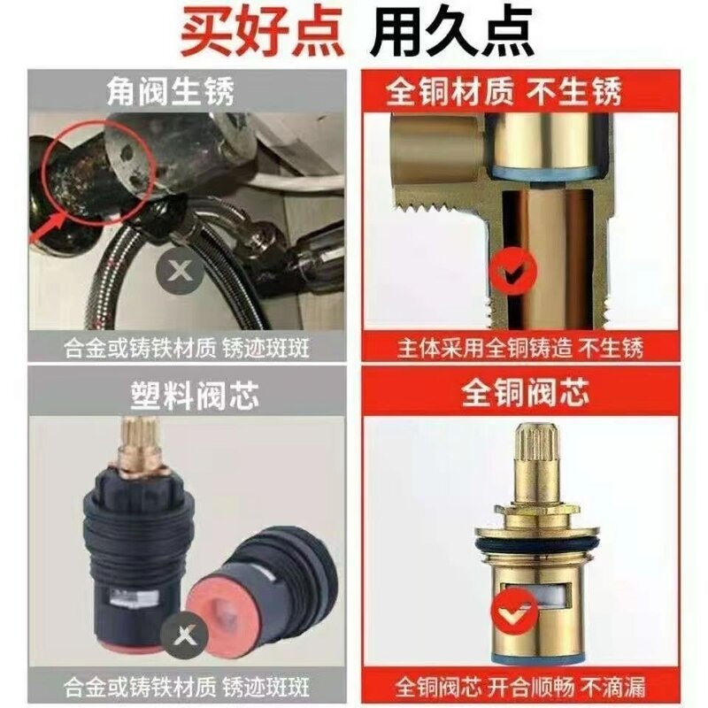 全铜阀体加厚阀体角阀三角水阀冷热水通用进水马桶开关阀门热水器