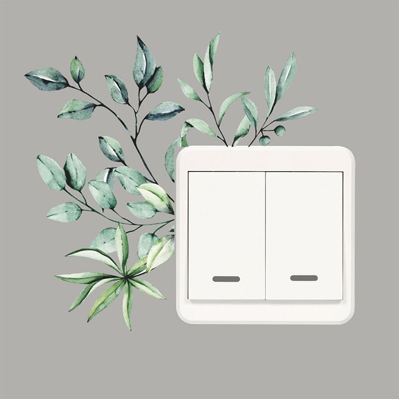 防水可移除清新绿植图案插座贴墙面开关创意装饰小贴纸