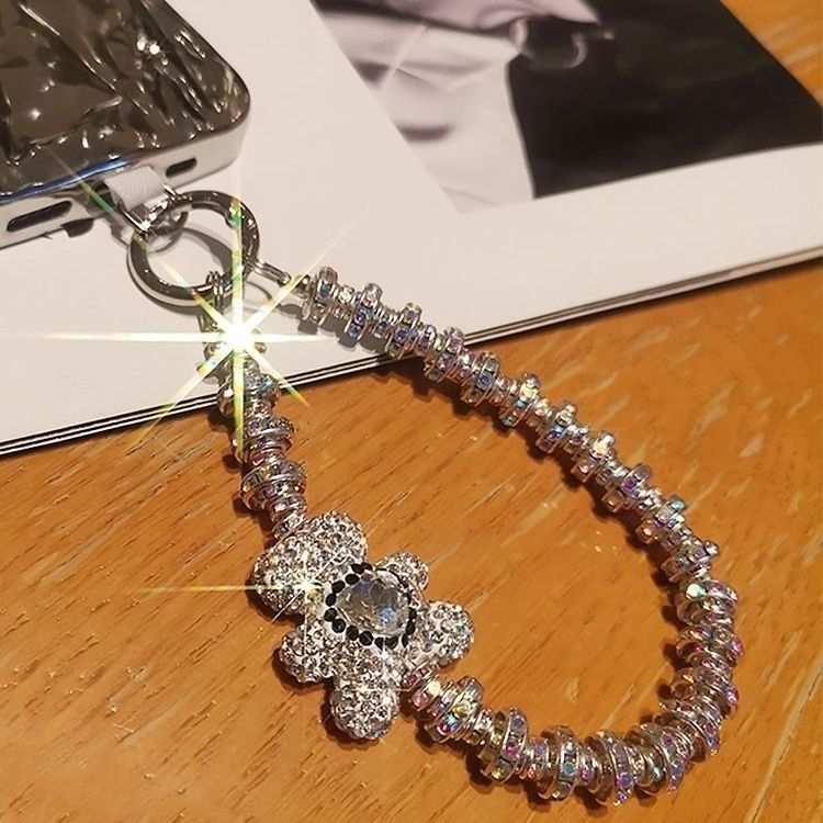 满钻水钻小熊短款手腕挂链女士手机包包百搭闪亮时尚挂饰品