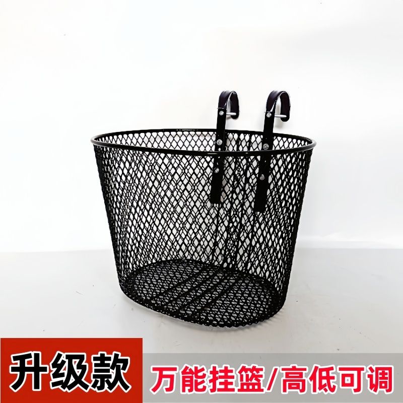 成人折叠小轮电动车金属车筐山地自行车迷你挂钩篮代步车前置车篮