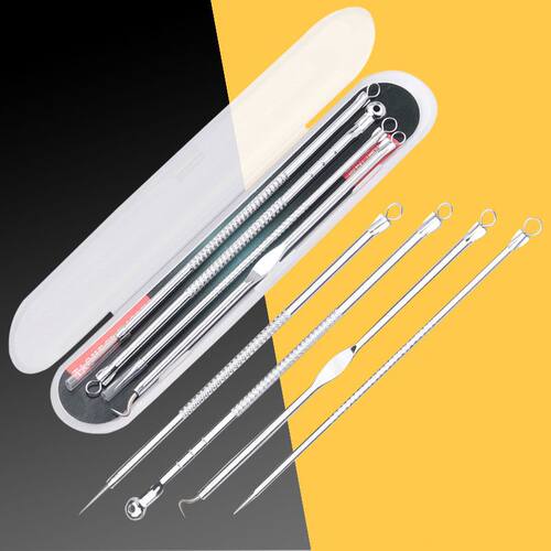 双头挑痘美容清洁工具不锈钢粉刺套装去黑头神器