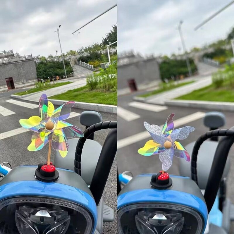 旋转风车电动电瓶车装饰品风吹可转摩托车自行车可爱车载摆件