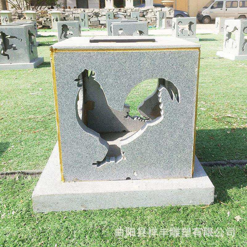 镂空石雕石灯中式户外落地草坪灯庭院造景石灯笼太阳能石灯摆件