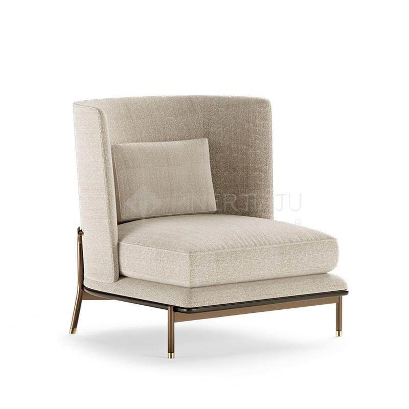 意式轻奢单人沙发椅北欧现代简约老虎椅布艺客厅椅子售楼处接待椅