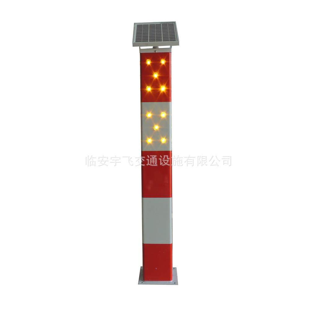 供应方形太阳能LED警示灯汽车太阳能护栏灯三面红黄公路爆闪灯