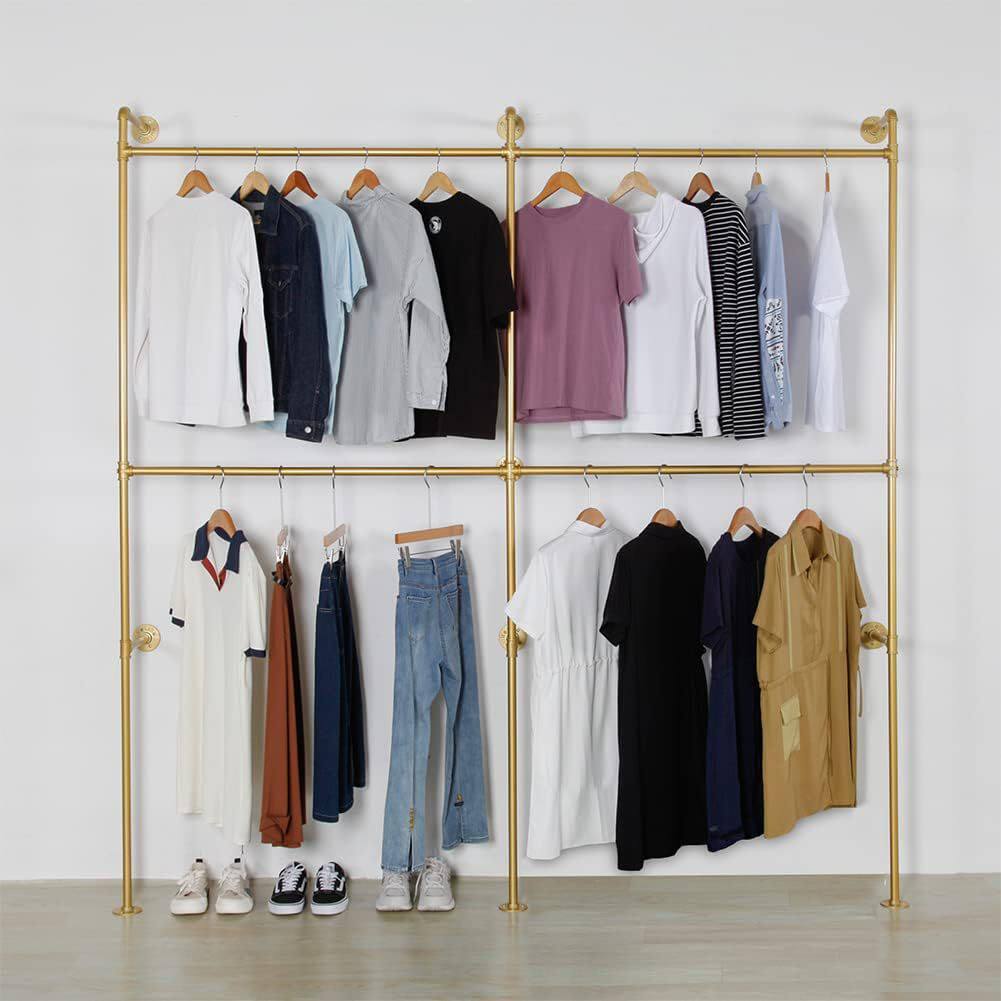 工业管衣架服装店服装侧挂铁艺展示架水管落地挂衣架