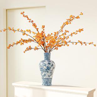 新中式青花墨兰陶瓷花瓶客厅古韵摆件高级感复古手绘鲜花插花花瓶