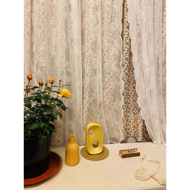 fcxyf韩式小橘子蕾丝成品白纱窗帘纱帘魔术贴客厅阳台飘窗穿杆帘