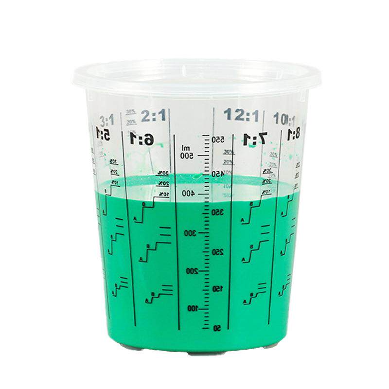 油漆调漆杯汽车涂料调色透明塑料带刻度容器混合漆搅拌密封杯混色