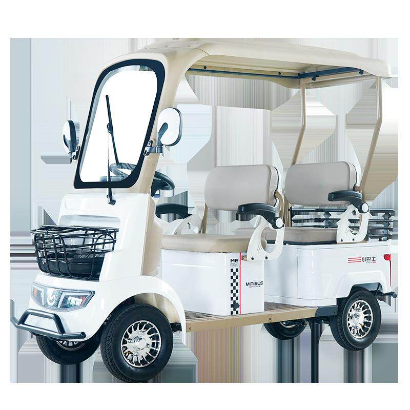 小巴士老年电动四轮代步轿车家用老人接送孩子电瓶助力观光车带棚