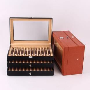 现货钢笔盒36支皮制钢笔展示盒36位PU钢笔收纳盒文具盒