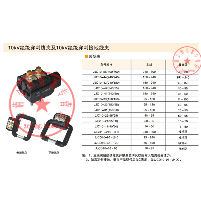 。10KV穿刺绝缘验电接地线夹 JJCD10-16-95接地环放电缆分支器