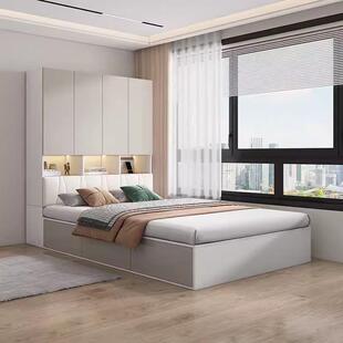 全实木生态板衣柜床榻榻米书桌一体小户型组合床书柜多功能简约