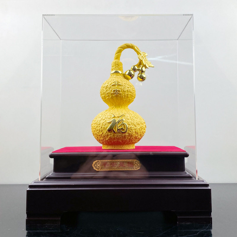 葫芦摆件绒沙金平安是福葫芦福禄摆件中式家居装饰品树脂摆设