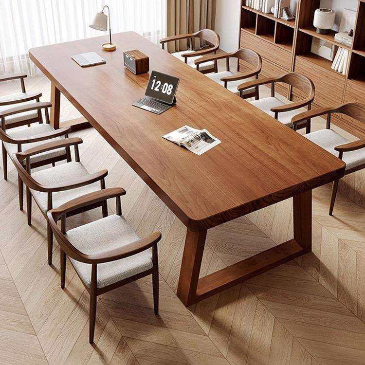 客厅大长书桌阅读学习桌家用书房办公桌子纯实木大板书法桌工作J^