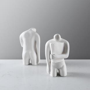 现代打开心扉简约抽象树脂人物摆件样板间售楼处客厅书房创意摆件