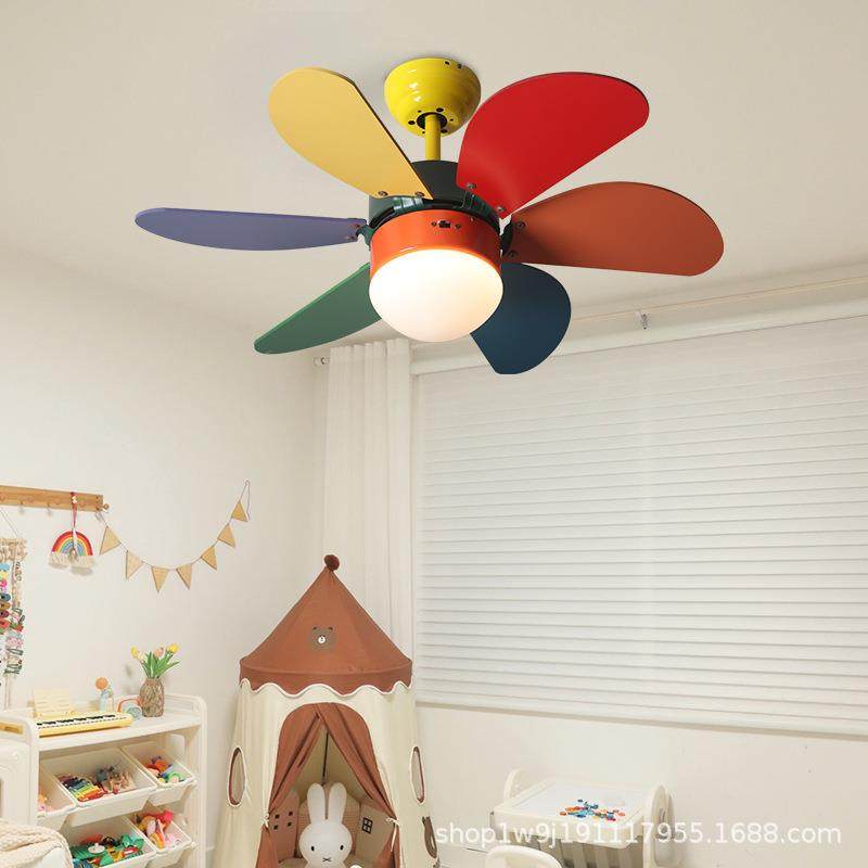 儿童房风扇灯新款卧室吸顶吊扇灯现代简约电扇吊灯家用灯扇一体灯
