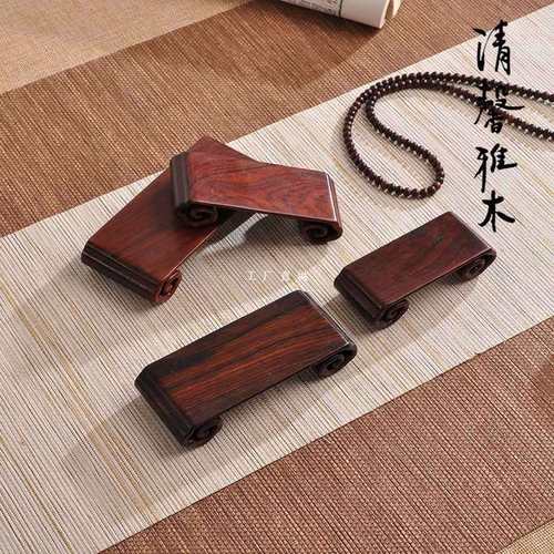 整木雕刻祥云书卷茶壶奇石玉器印章墨床古董微型盆景摆件底座