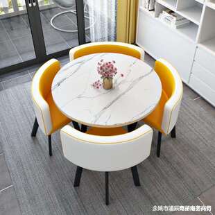 可收纳省空间餐桌家用小户型饭桌商洽谈桌椅组合接待圆桌休闲