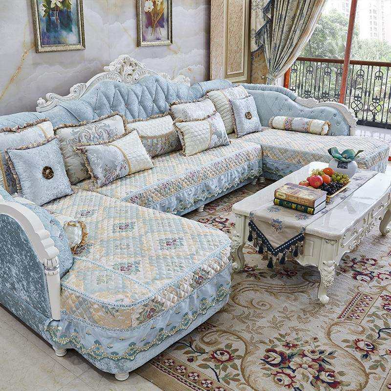 欧式沙发套罩全包防滑四季通用简欧U型贵妃布坐垫保护套定做