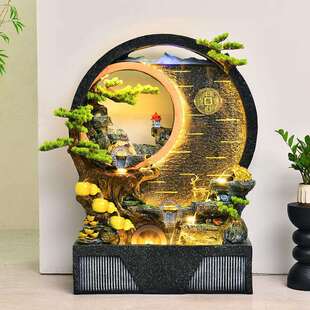 客厅流水摆件水幕墙假山喷泉葫芦生财室内落地流水墙办公室装饰