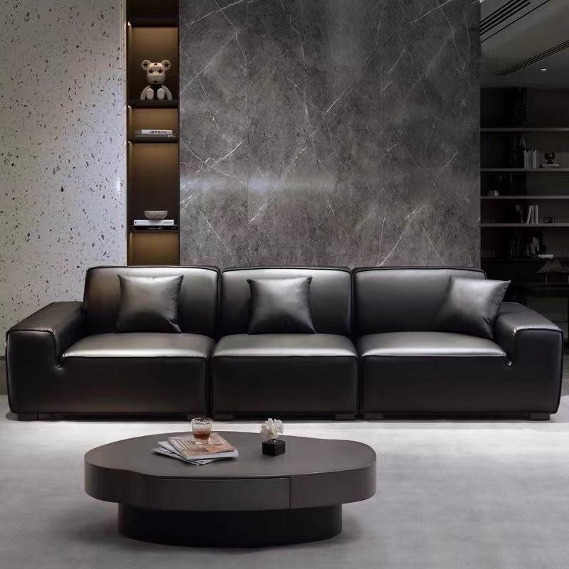 Mlo大黑牛沙发意式简约现代客厅真皮豆腐块直排乳胶休息沙发公寓