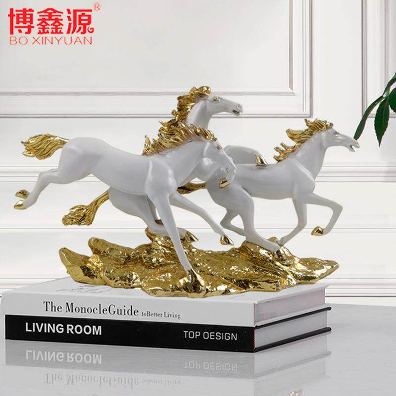 树脂电镀小三飞马到成功摆件马摆件工艺品客厅装饰品办公桌面摆件