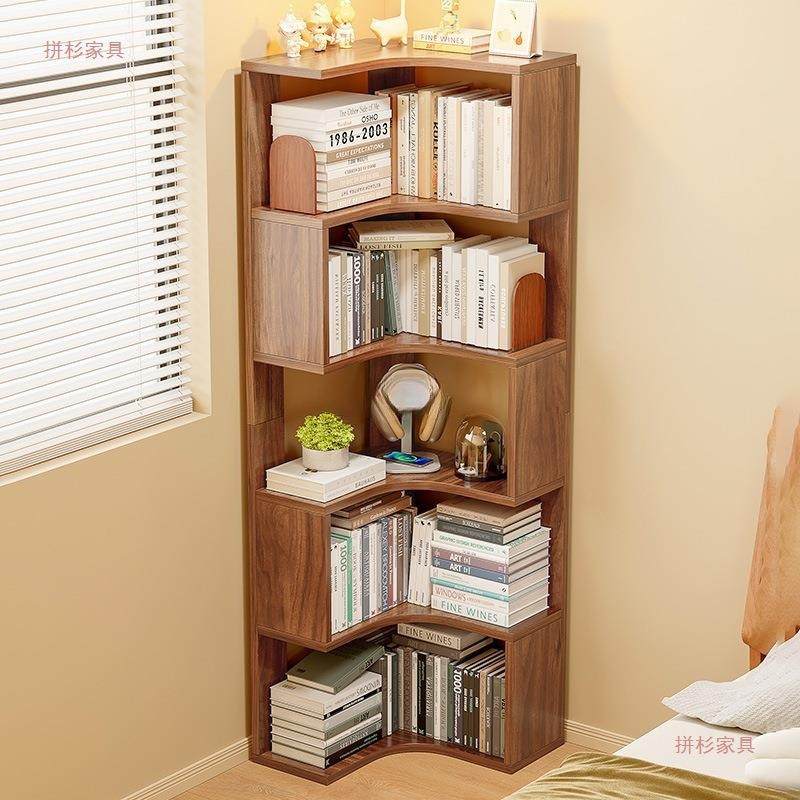 创意多层转角书架落地置物架客厅角柜墙角收纳架简易拐角床头书柜