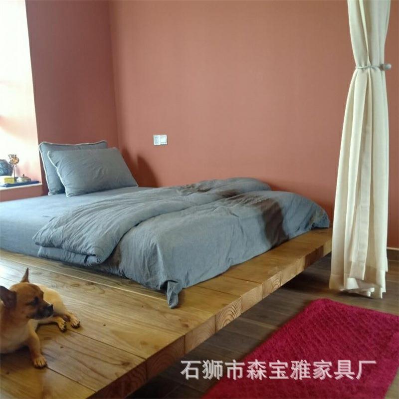 日式榻榻米床民宿主卧落地矮床多功能双人床简约悬浮实木地台