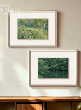 《栖翠》法式奶油风装饰画玄关柜挂画客餐厅组合高级感别墅挂壁画