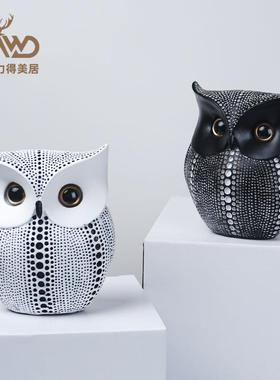 北欧ins 创意猫头鹰摆件树脂工艺品客厅酒柜电视柜桌面软装装饰品